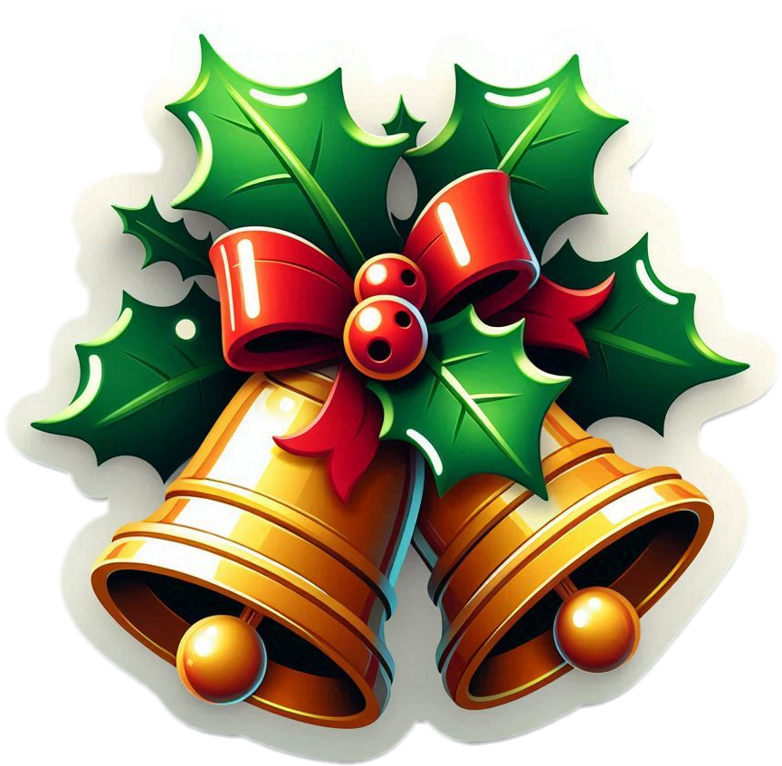 christmas bells and holly png