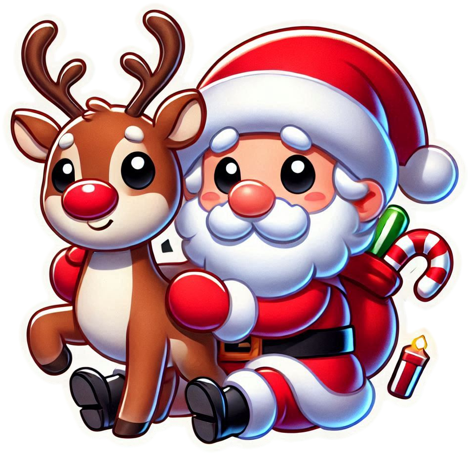 christmas cartoon santa claus with reindeer png free