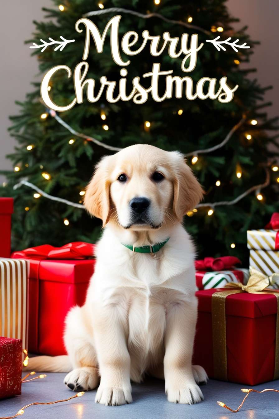 christmas dog image with merry christmas text