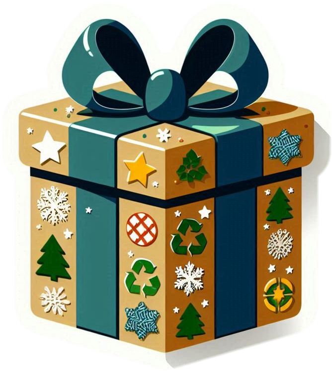 christmas gift box with eco-friendly wrapping paper