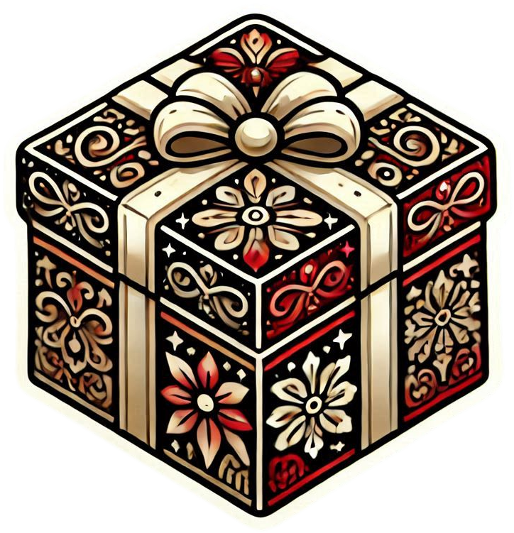 christmas gift box with vintage-inspired designs