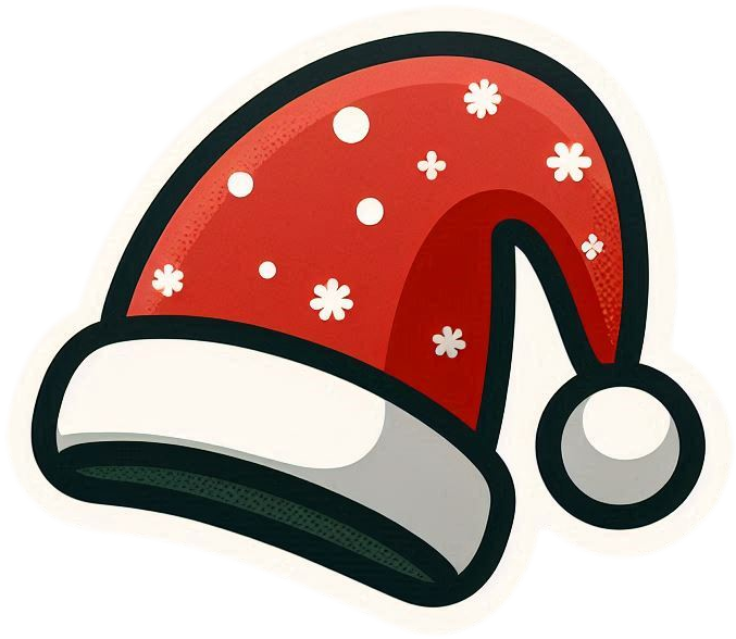 christmas hat png with snowflakes for winter themes