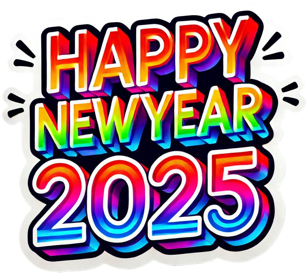 classic happy new year 2025 text png for celebrations