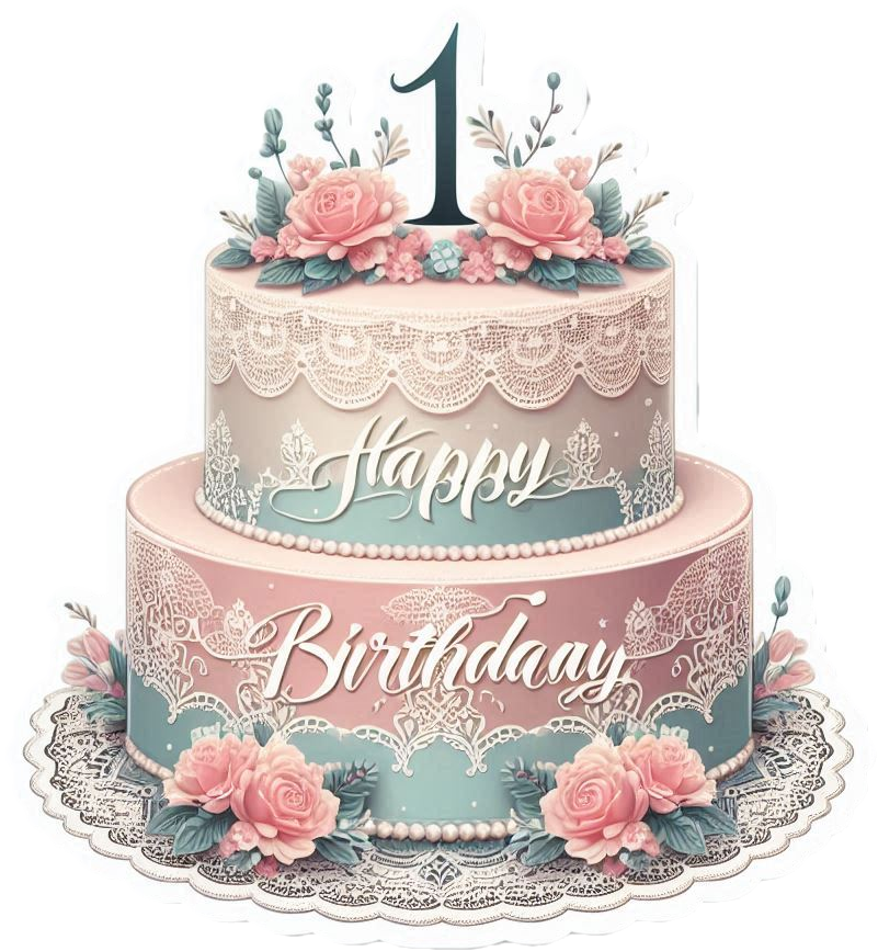 colorful 1st birthday cake png for kids