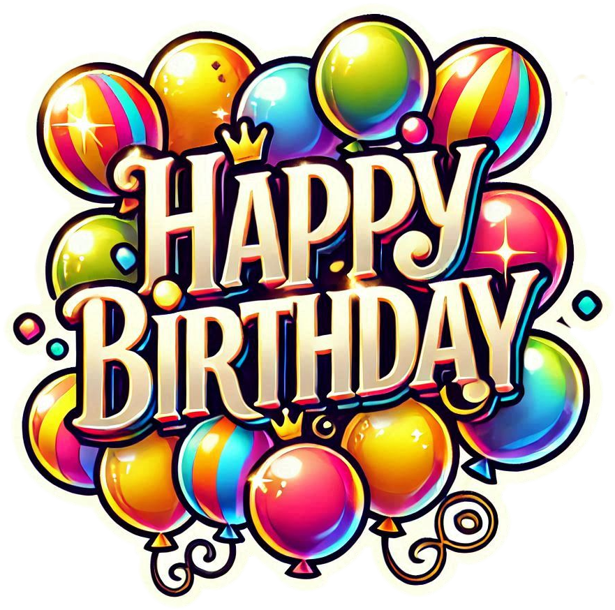 colorful balloon happy birthday text with festive decorations png