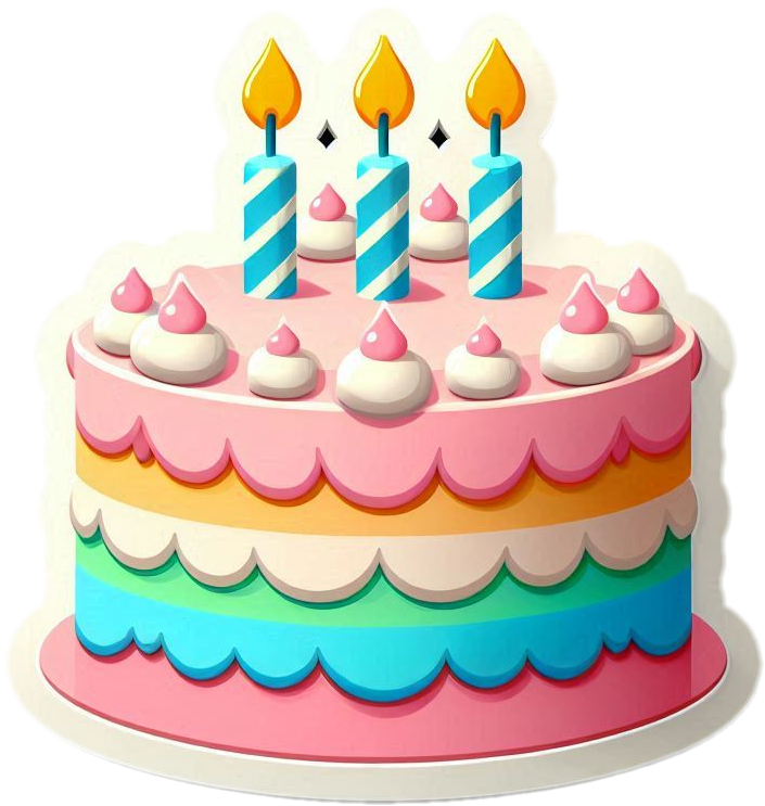 Download Free colorful birthday cake png for websites, slideshows, and designs | royalty-free and unlimited use.