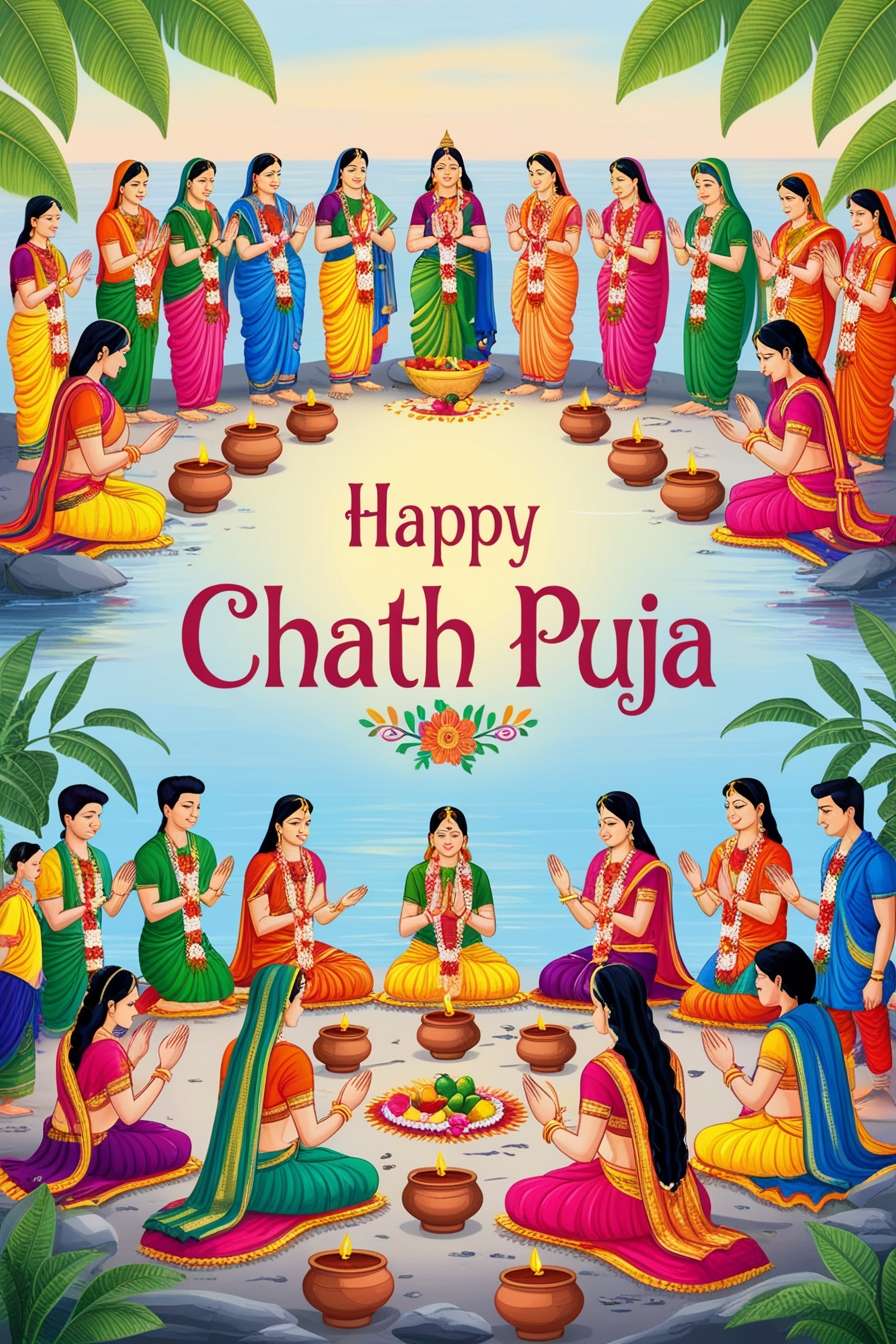 colorful happy chhath puja wishes for download