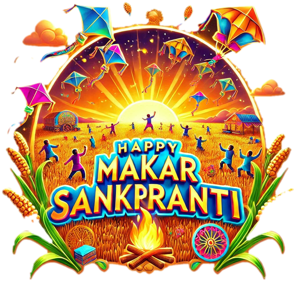 colorful happy makar sankranti png for social media