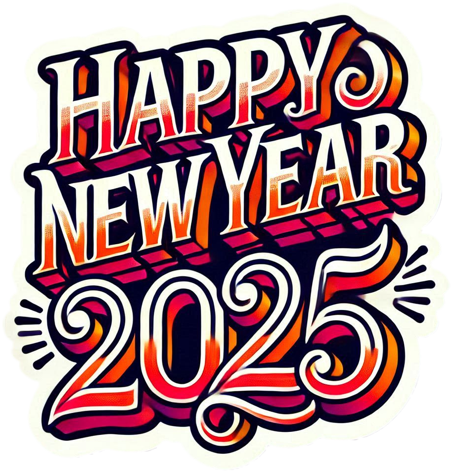 colorful happy new year 2025 text png