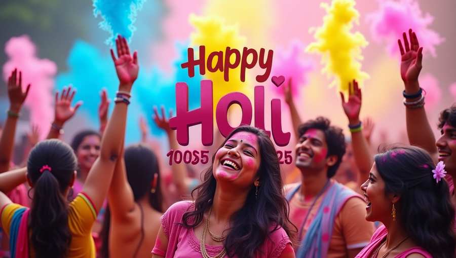 Colorful Holi 2025 wishes for loved ones PNG Colorful Holi 2025 wishes for loved ones