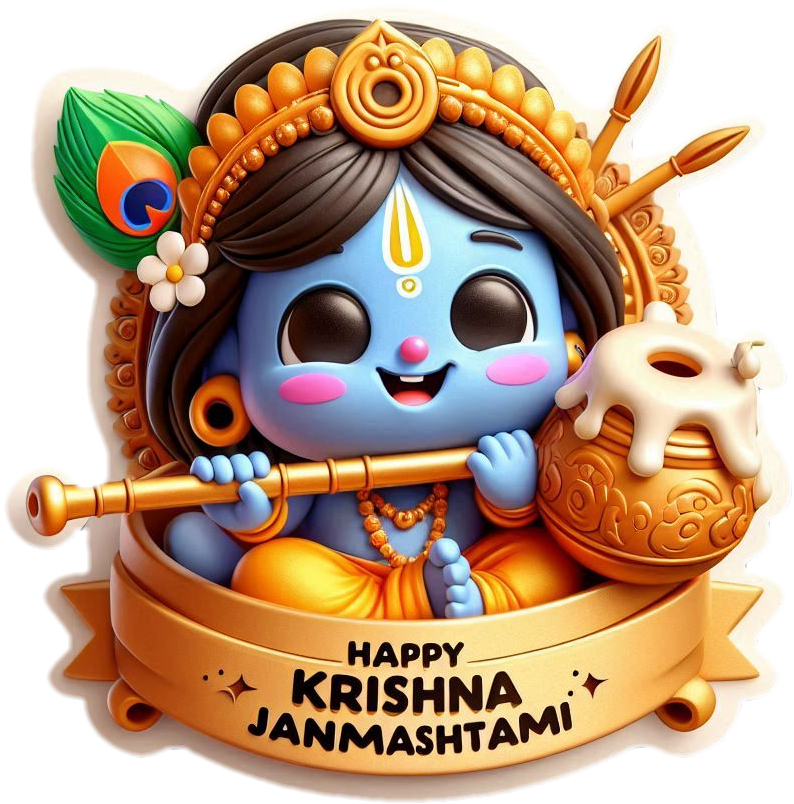 create vibrant happy krishna janmashtami png images with transparent backgrounds