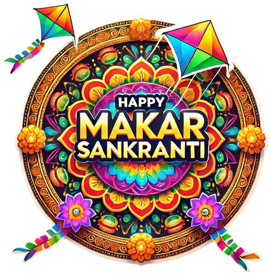 creative happy makar sankranti png greetings with english text for social sharing