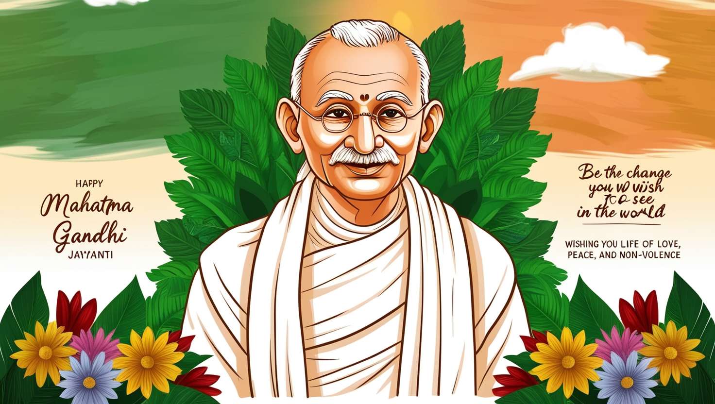 creative mahatma gandhi jayanti wishes with cultural themes