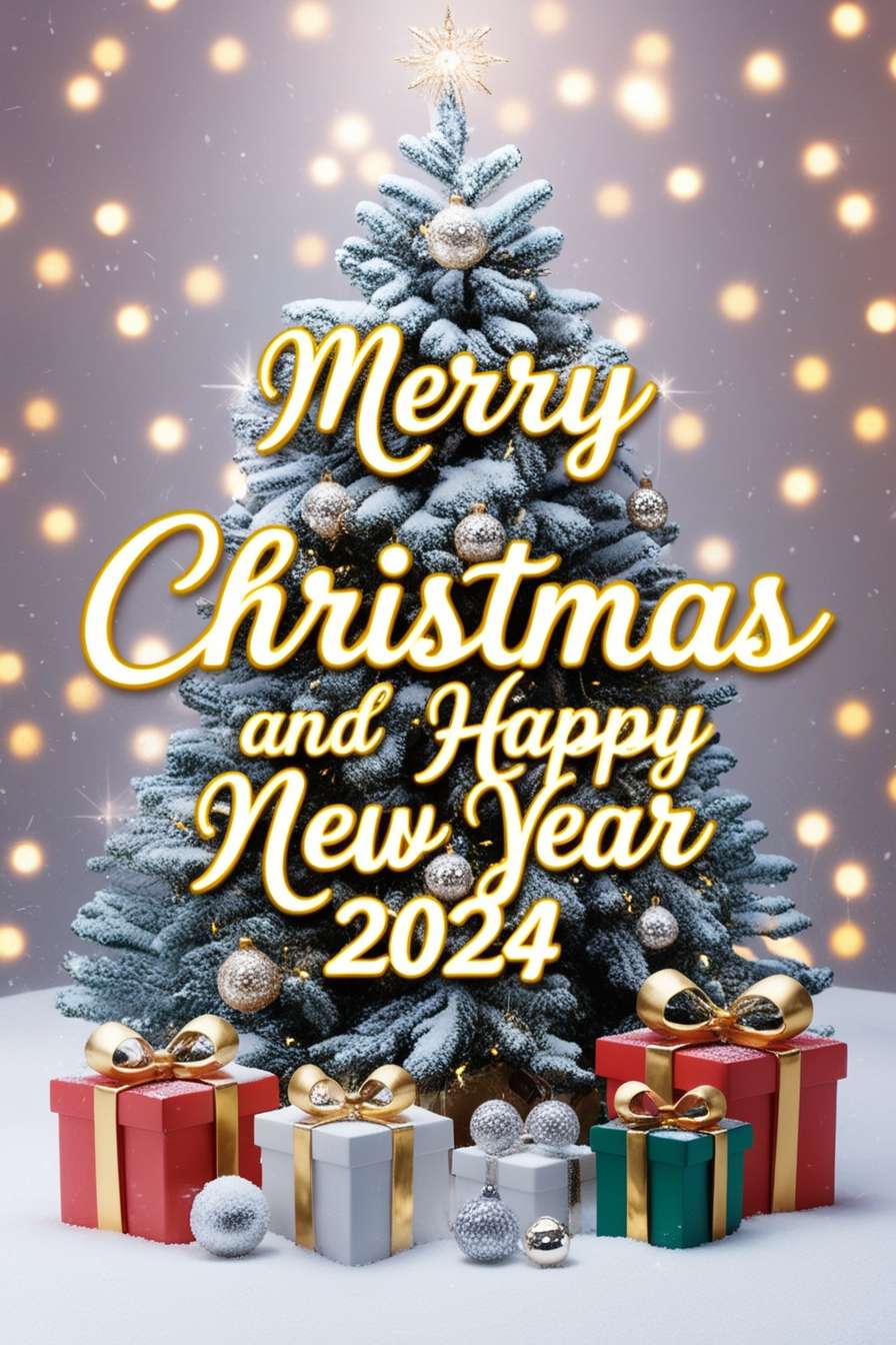 customizable merry christmas and happy new year 2024 cards