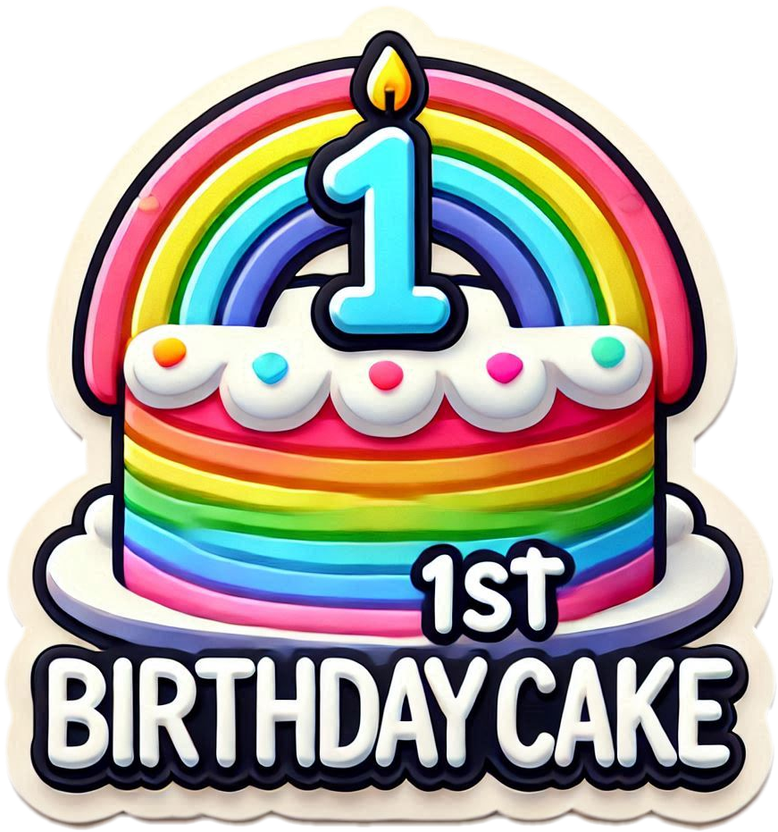 customizable rainbow 1st birthday cake png