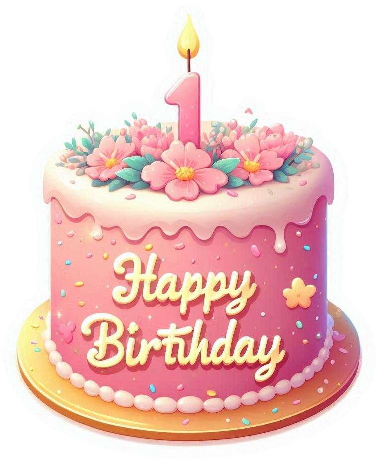 cute 1st birthday cake png designs