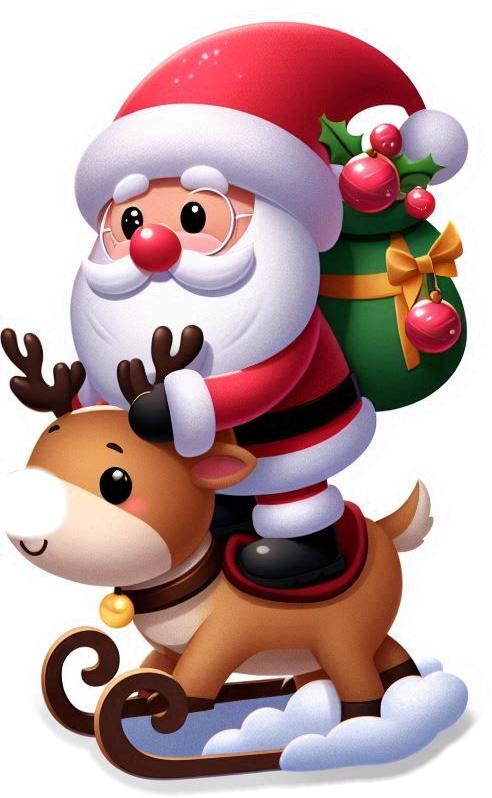 cute santa claus with reindeer transparent png images