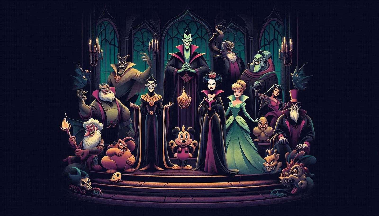 disney villains wallpaper in dark theme