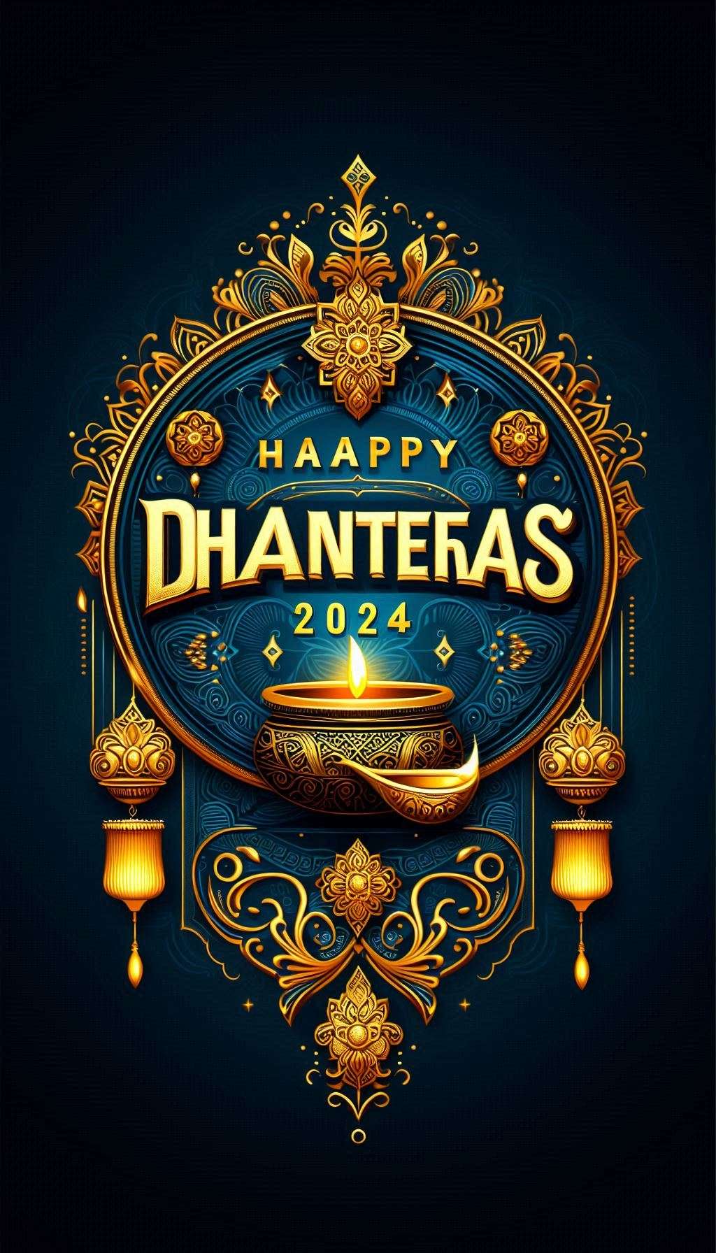 download happy dhanteras wishes 2024 with diyas