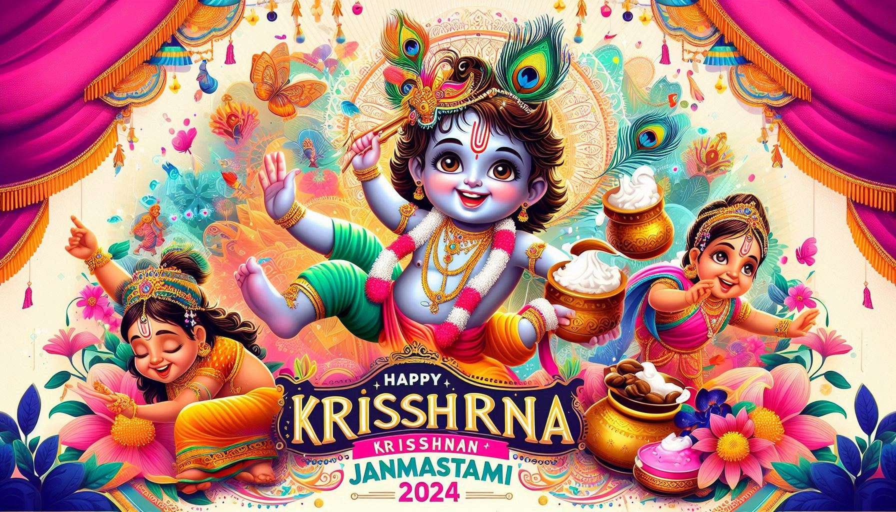 download krishna janmashtami wishes with lord krishna and gopis pictures