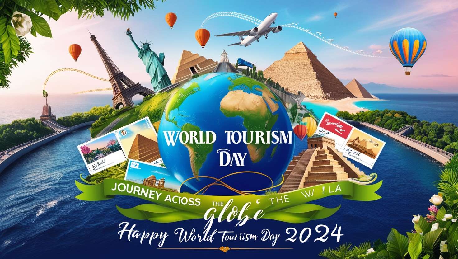 download world tourism day greetings with global landmarks