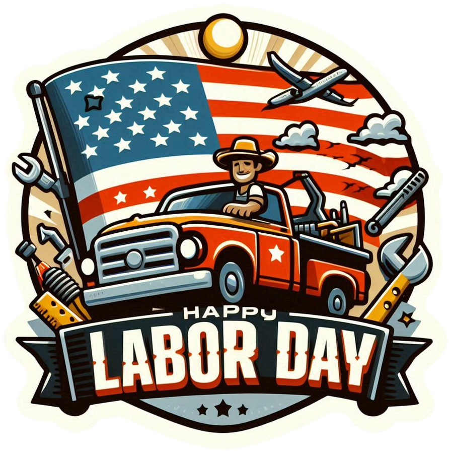 downloadable happy us labor day png image with american flags