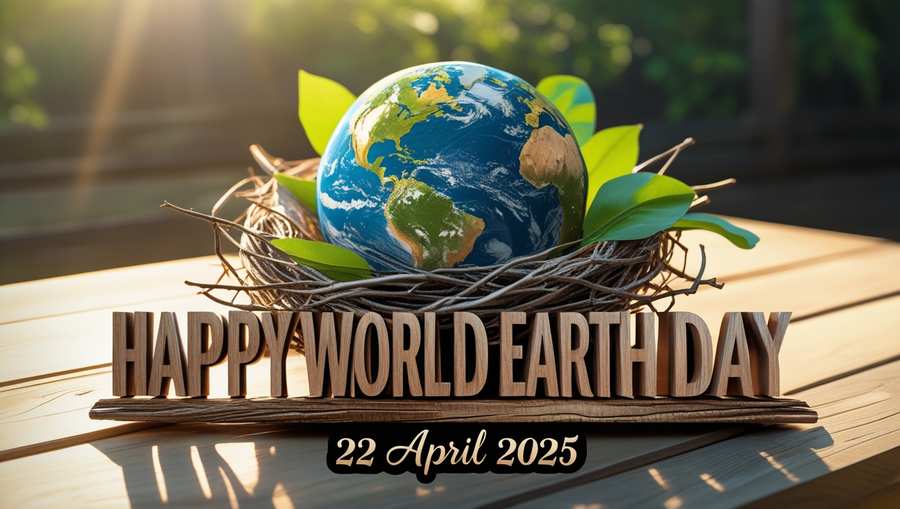 Earth Day 2025 globe with tree design