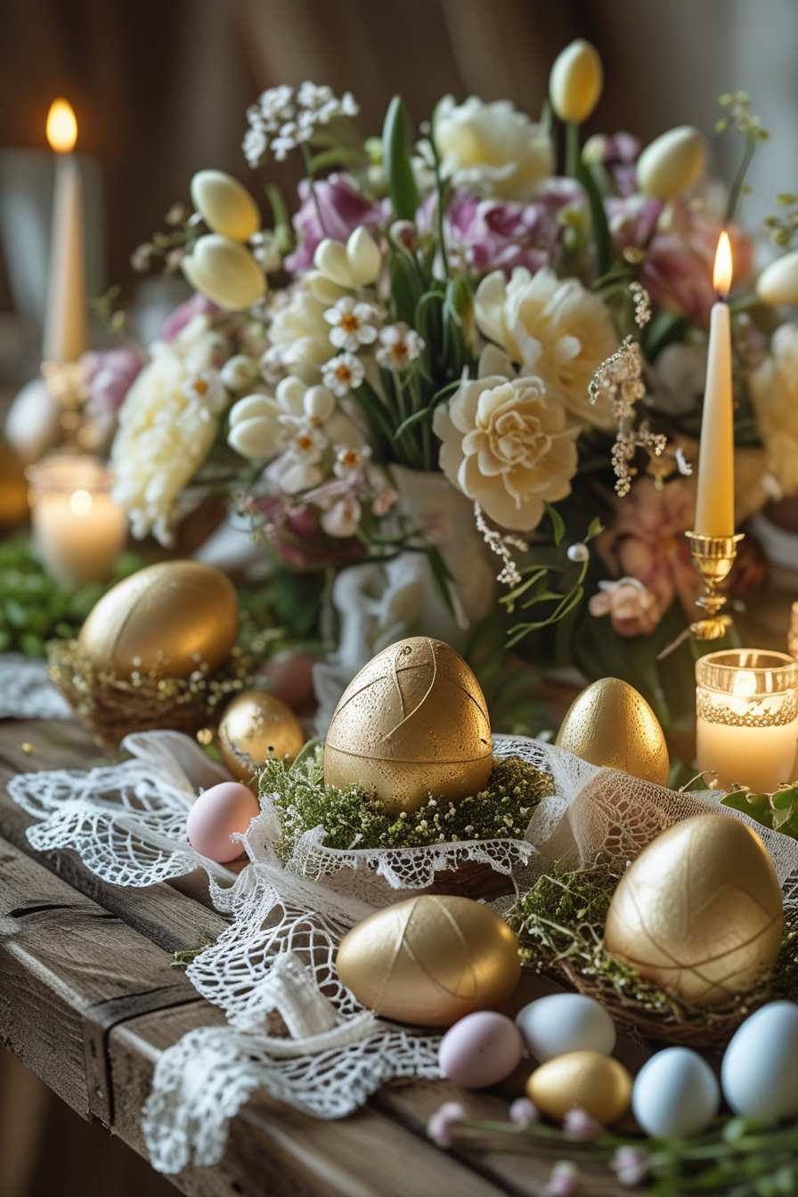 Easter background with egg hunting scene
