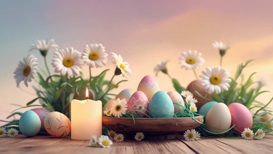 Easter background with soft pastel watercolor