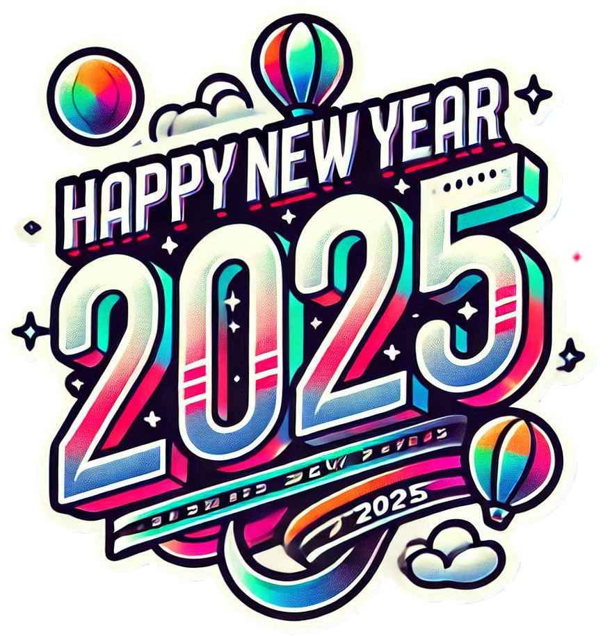 editable happy new year 2025 text png for designers