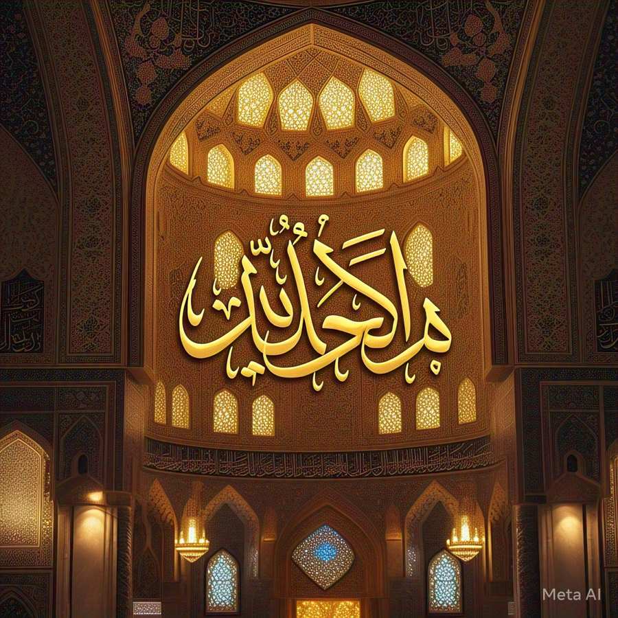Eid Mubarak Wishes with Kaaba Background