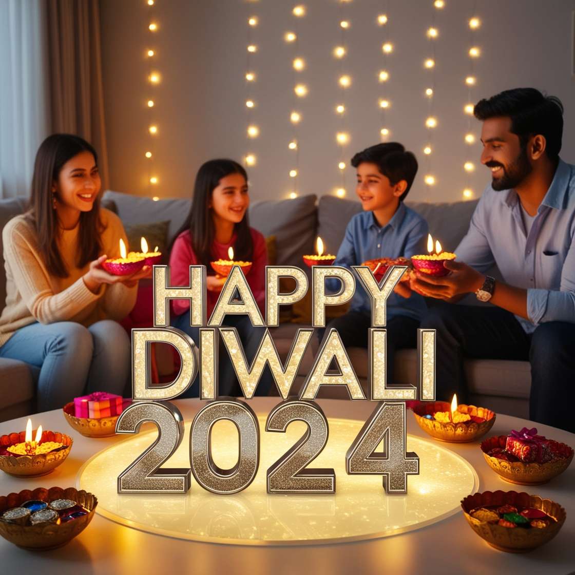 elegant happy diwali greetings with rangoli