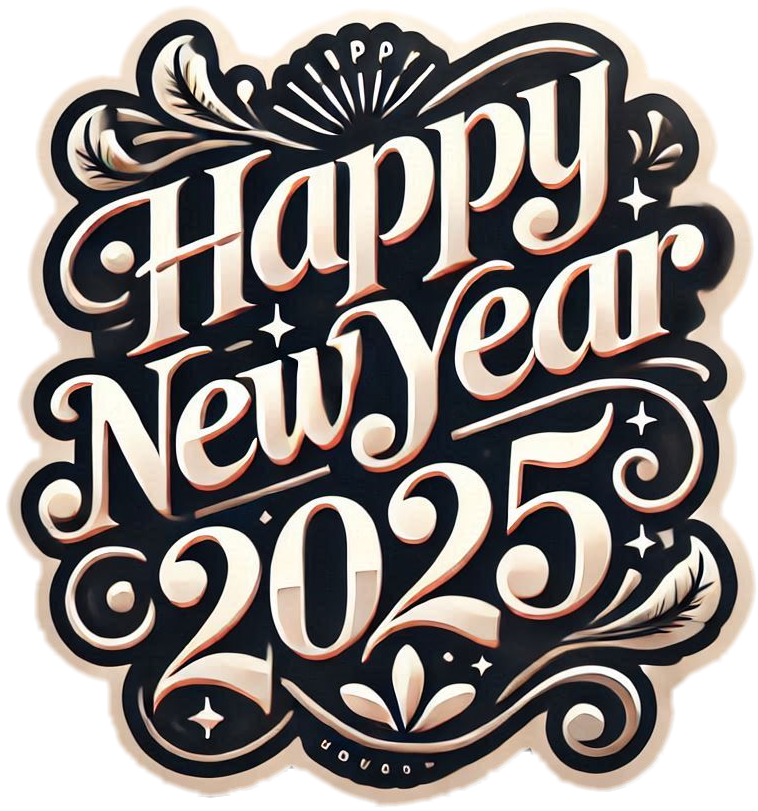 elegant happy new year 2025 text png for digital cards