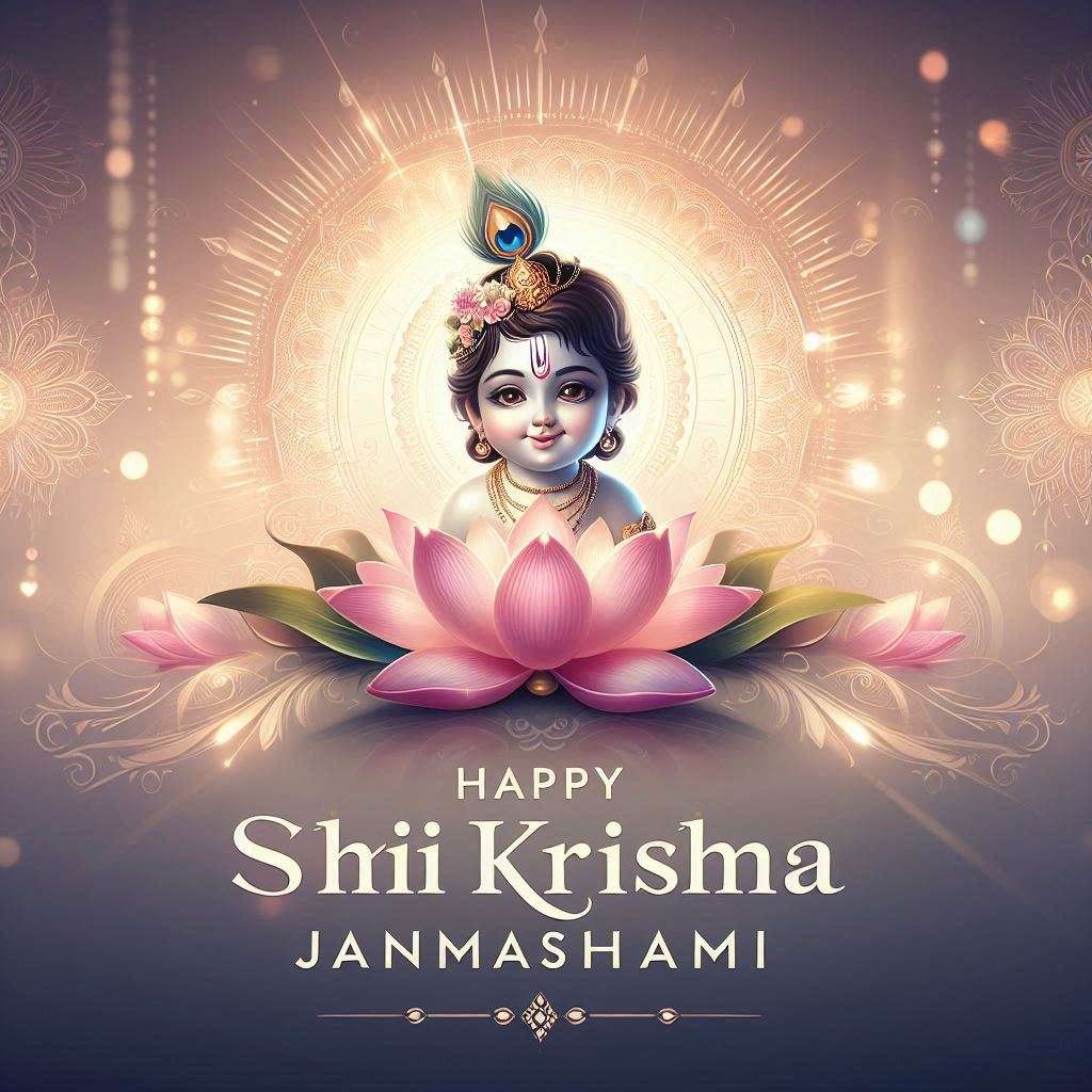 elegant krishna janmashtami 2024 wishes with traditional art images