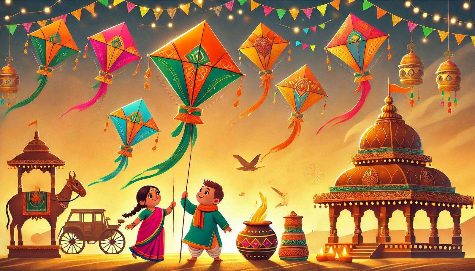 elegant makar sankranti wallpapers with traditional art