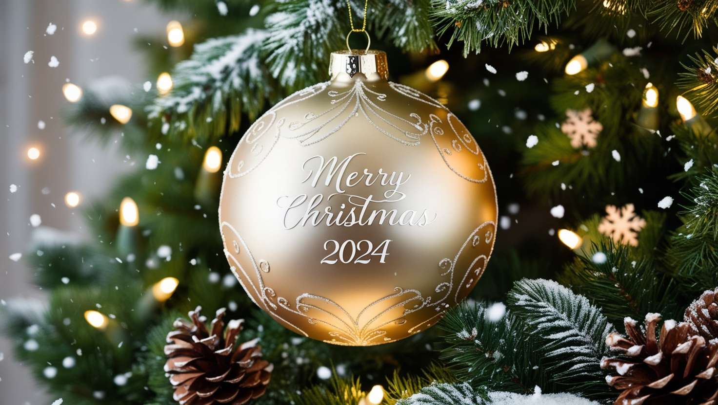 elegant merry christmas 2024 images with gold and silver themes