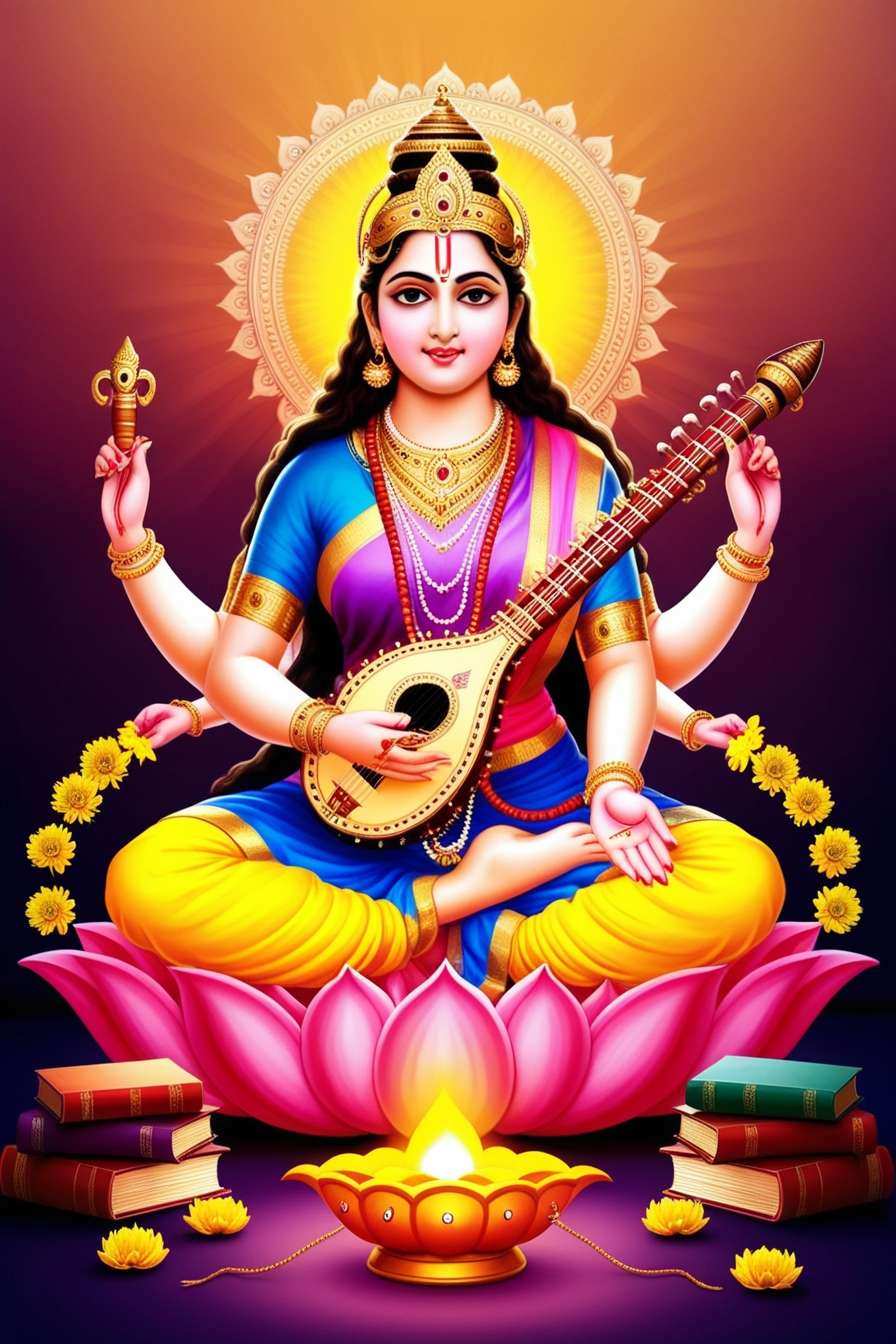 elegant saraswati puja wallpapers for social media