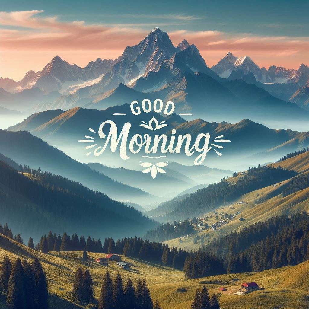 encouraging good morning wishes with mountain views for a fresh start