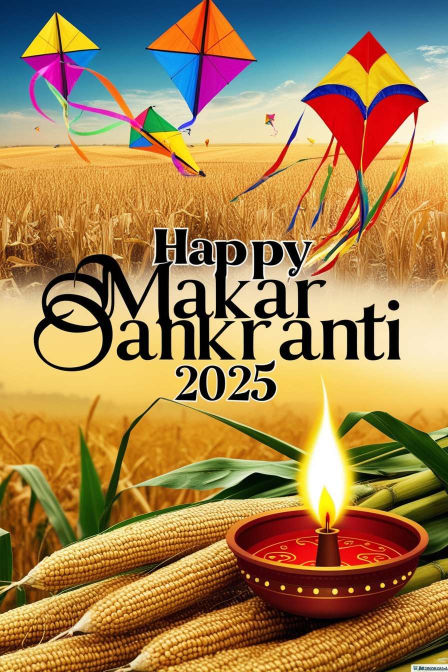 festival kites and decorations for happy makar sankranti 2025