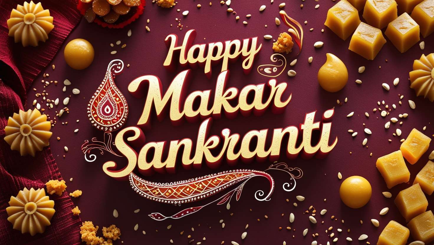 festive makar sankranti greeting cards with traditional art