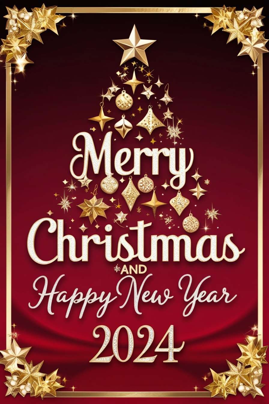 festive merry christmas and happy new year 2024 pictures