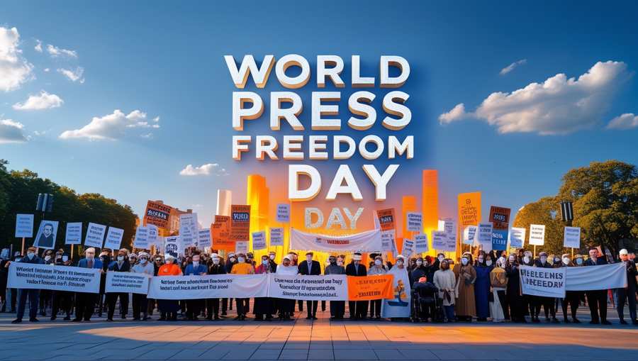 flat design image for press freedom