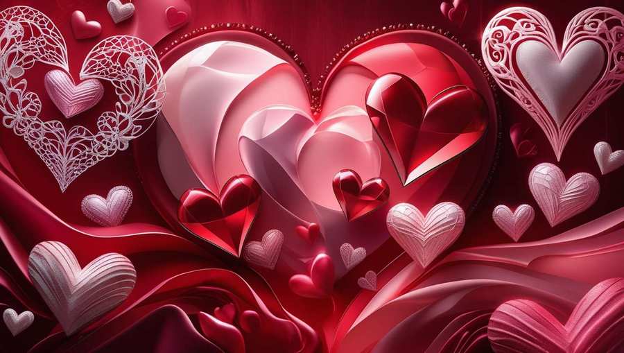 free red and pink valentines day backgrounds with heart overlays