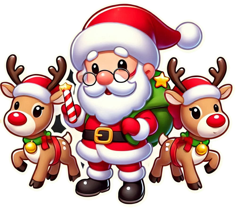 free transparent santa claus with reindeer christmas png