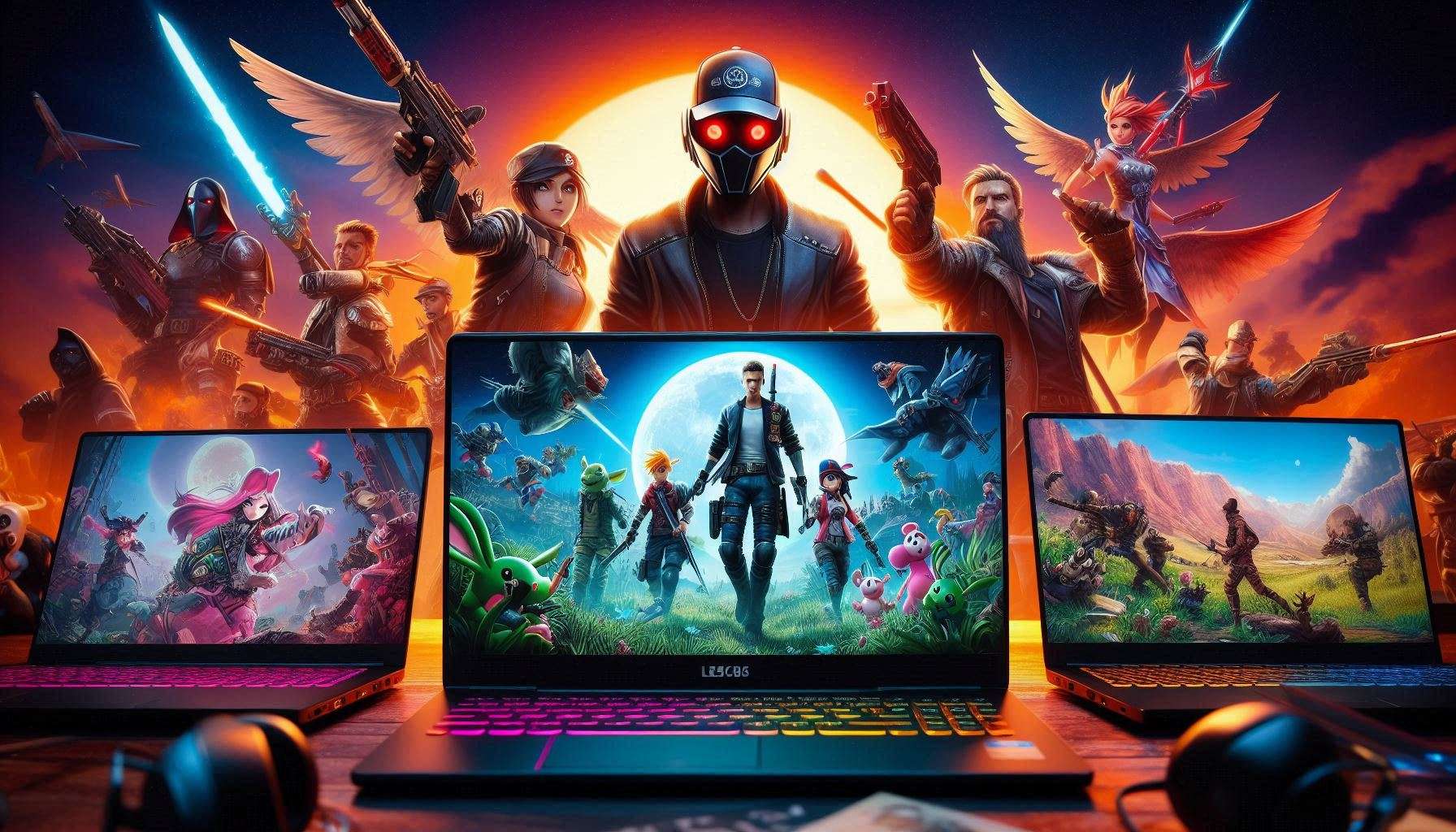 gaming-themed laptop background images featuring popular game characters