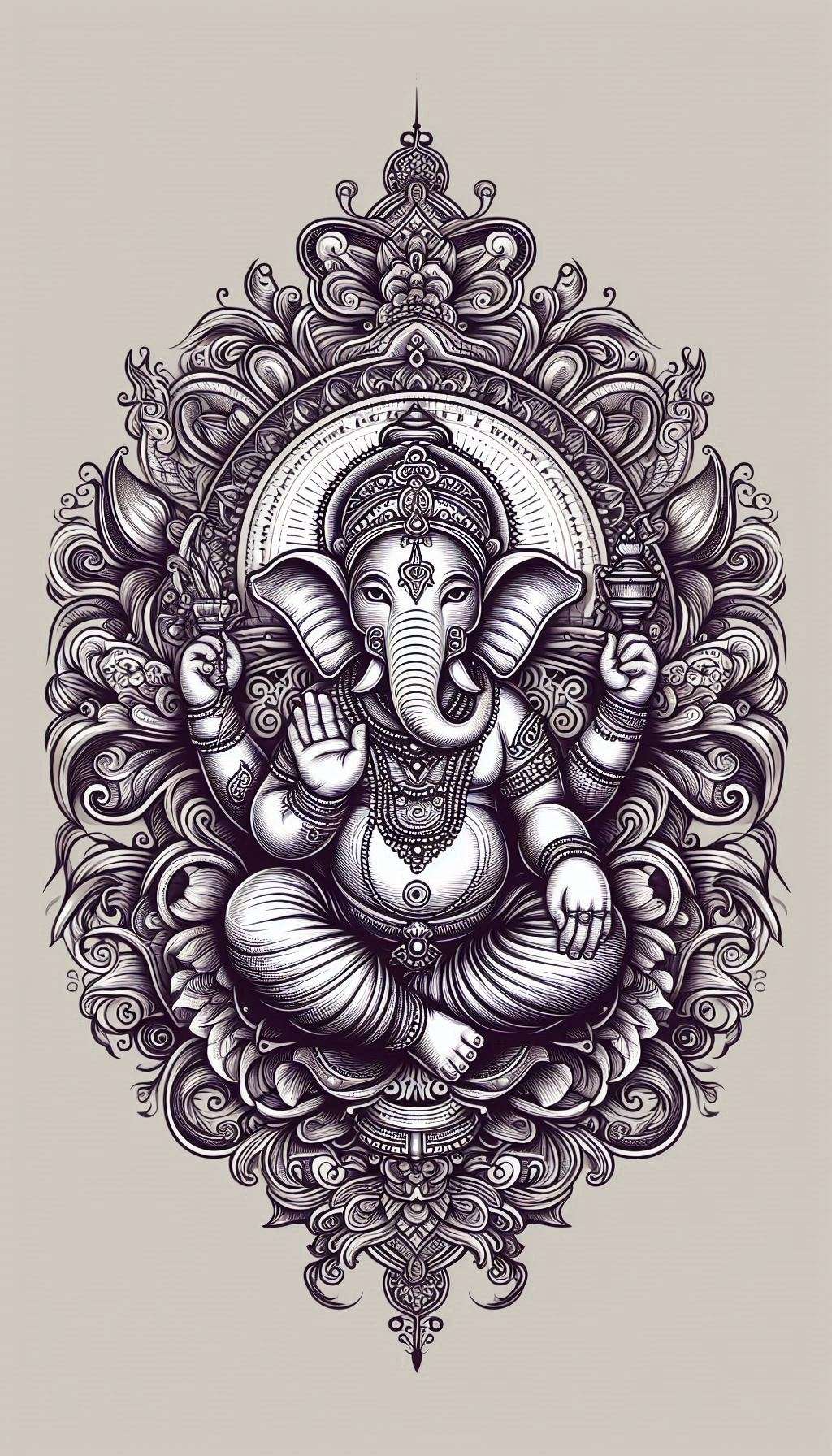 ganesh images with intricate details for tattoos