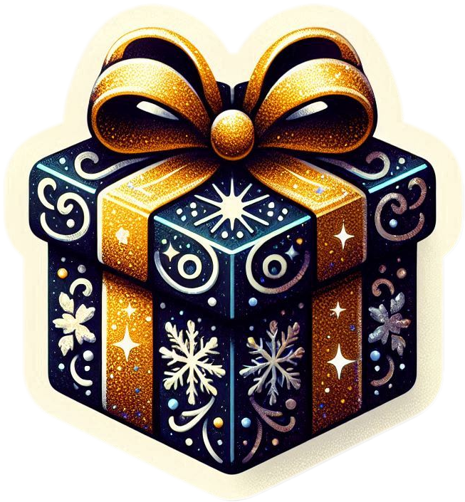 gift box png image with glittering decorations