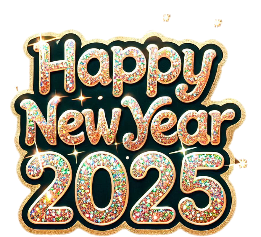 glittery happy new year 2025 text png for instagram posts