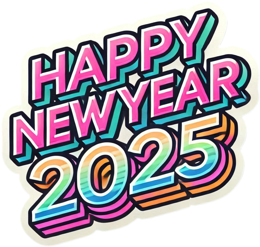 glowing happy new year 2025 text png designs