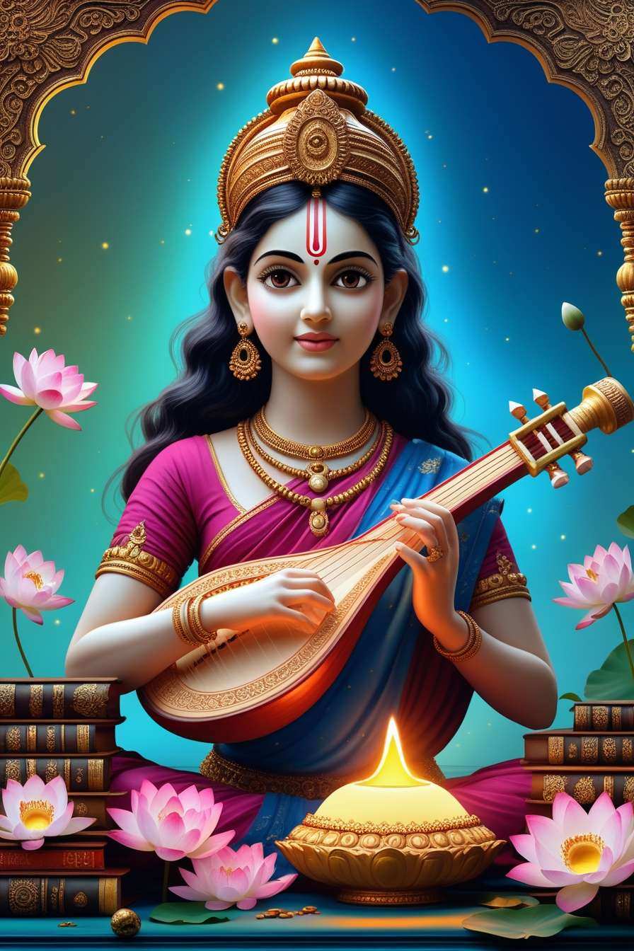 goddess saraswati puja hd wallpapers